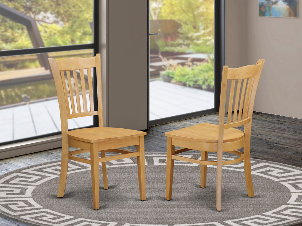 East West Furniture GRC-OAK-W Groton Kitchen Dining Chairs - Slat Back Wooden Seat Chairs