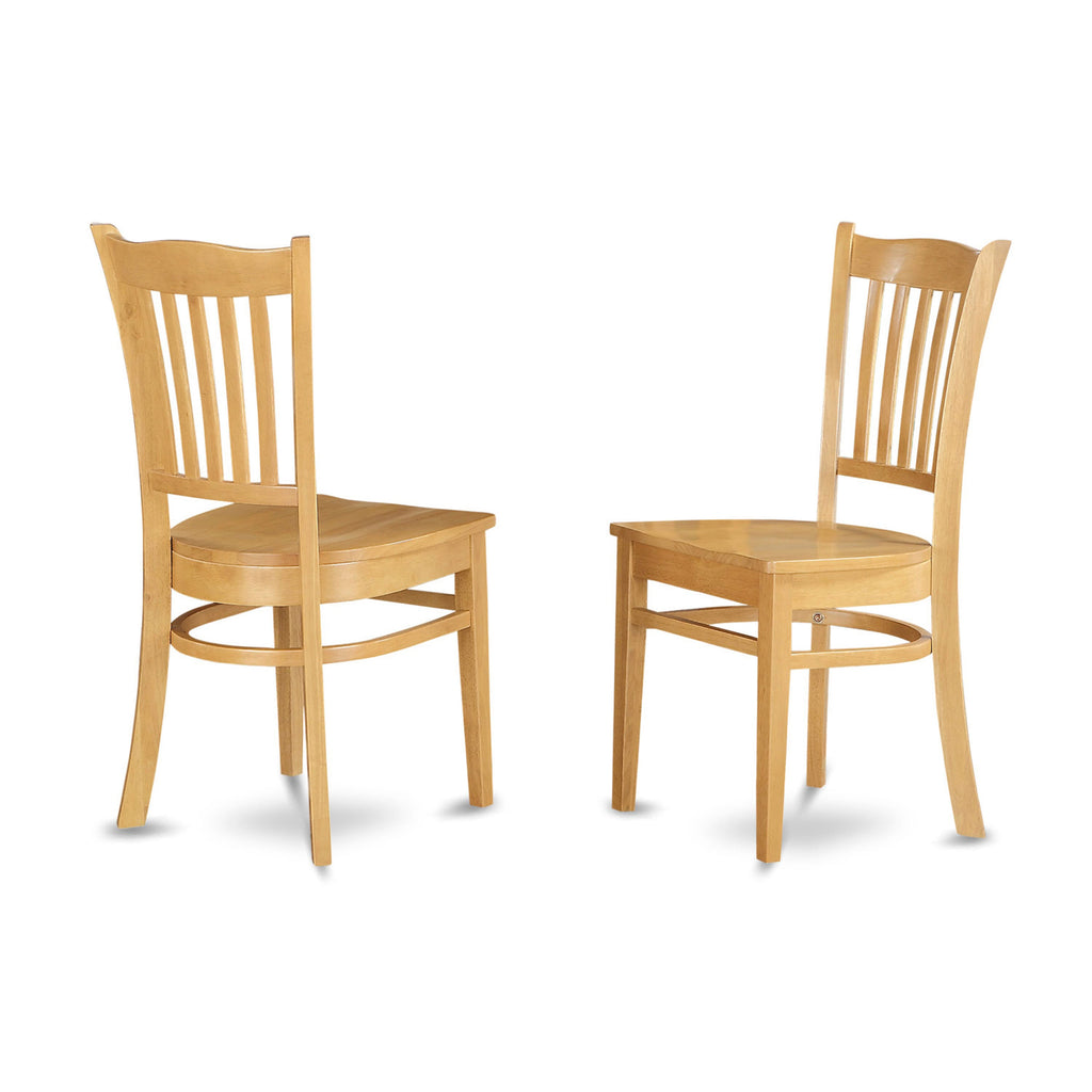 East West Furniture GRC-OAK-W Groton Kitchen Dining Chairs - Slat Back Wooden Seat Chairs