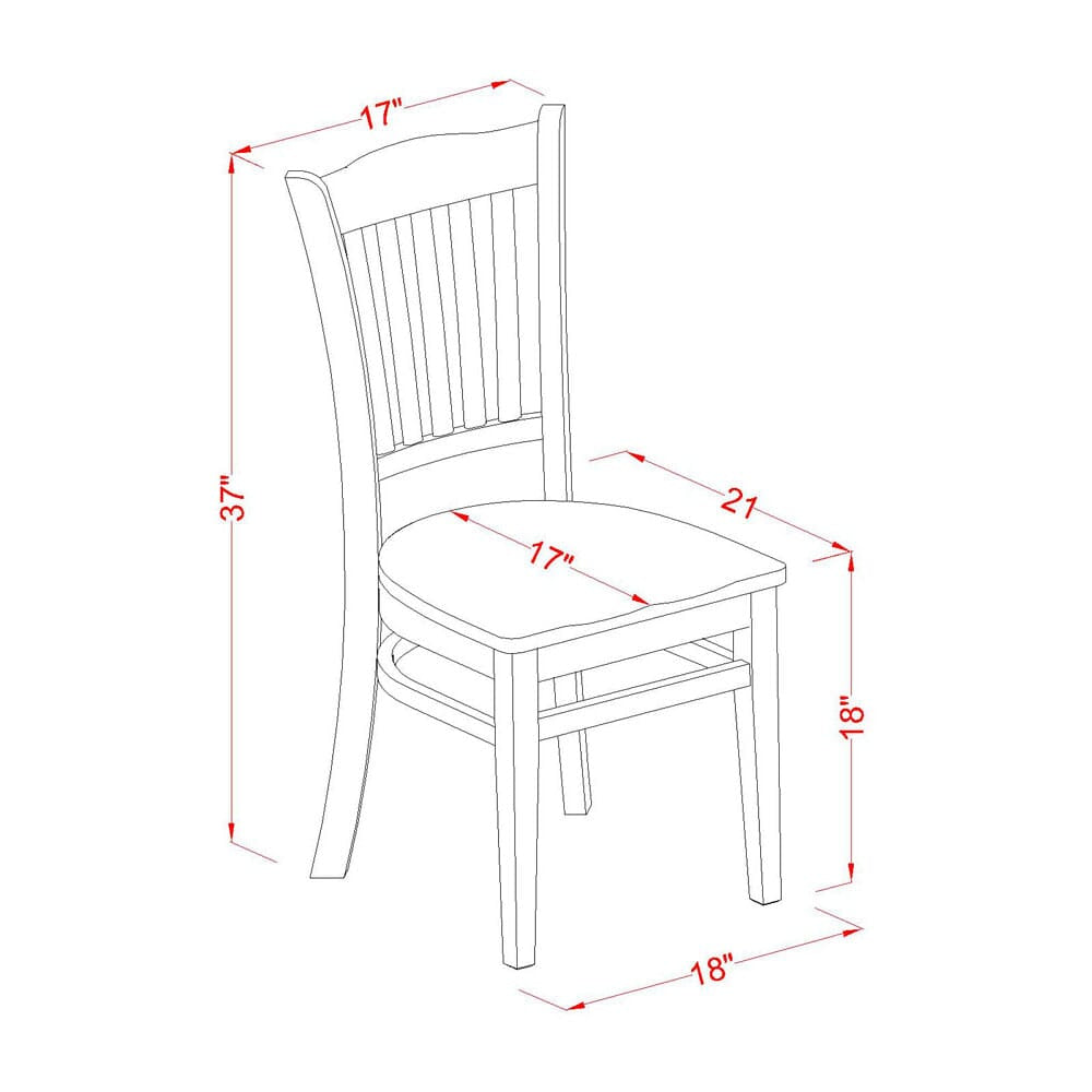 East West Furniture GRC-OAK-W Groton Kitchen Dining Chairs - Slat Back Wooden Seat Chairs
