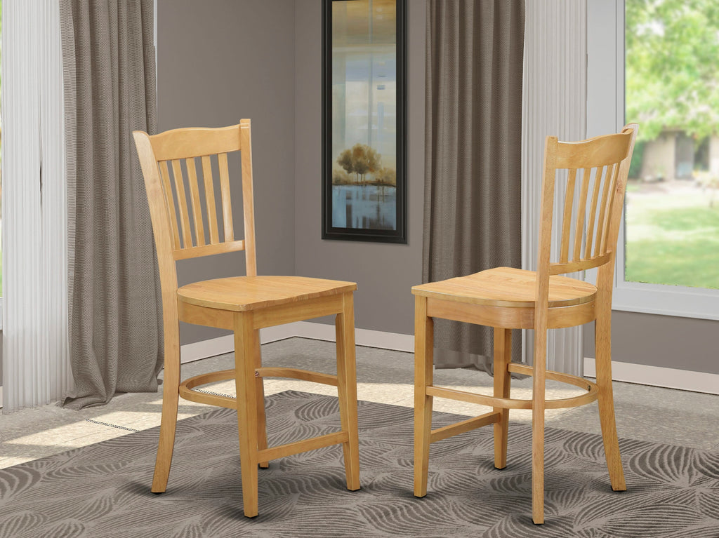 East West Furniture GRS-OAK-W Groton Counter Height Stools - Slat Back Wood Seat Chairs