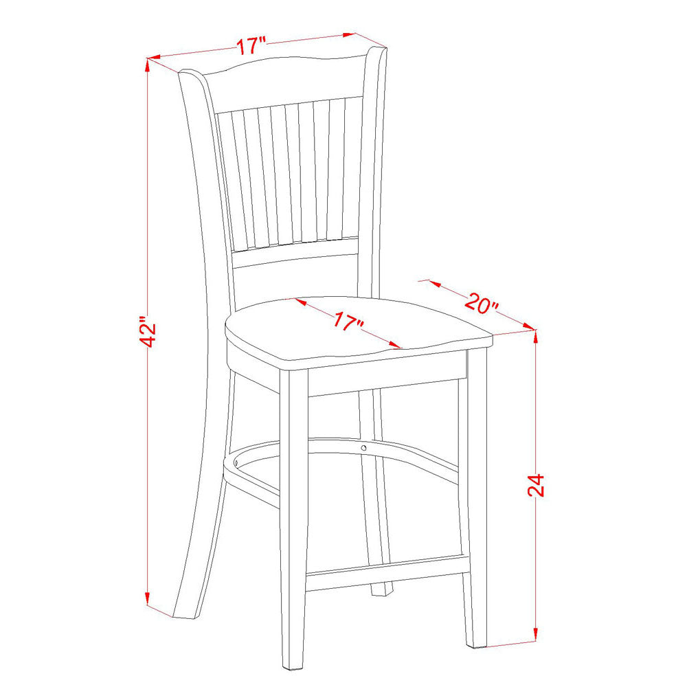 East West Furniture CAGR5H-OAK-W 5 Piece Counter Height Dining Set Includes a Rectangle Dinette Table and 4 Kitchen Dining Chairs, 36x60 Inch, Oak