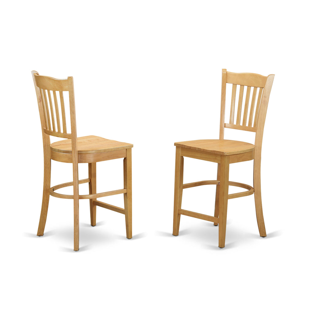 East West Furniture GRS-OAK-W Groton Counter Height Stools - Slat Back Wood Seat Chairs