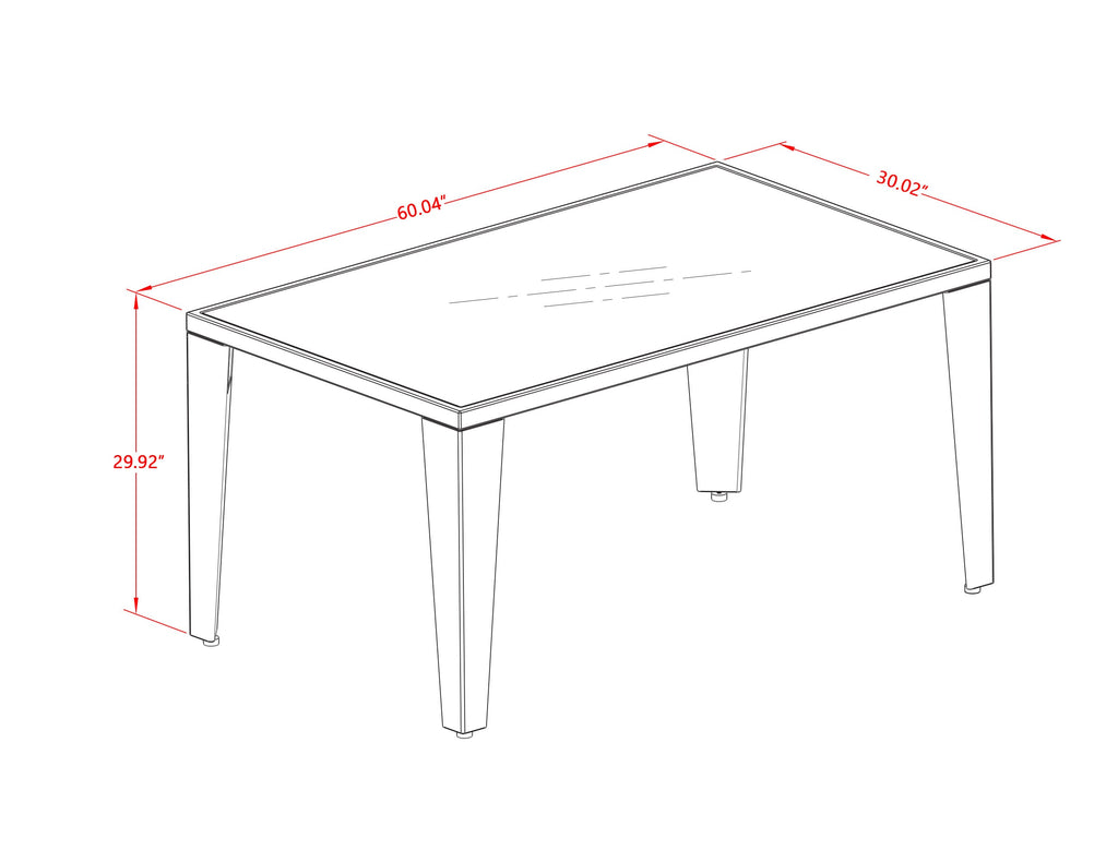 East West Furniture GULTG03 Gudhjem Outdoor Wicker Dining Table - Rectangle PE Wicker Table with Glass Top