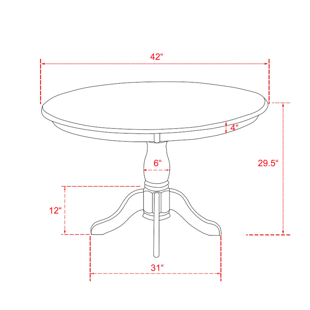 East West Furniture HBT-ABK-TP Hartland Kitchen Table - a Round Dining Table Top with Pedestal Base