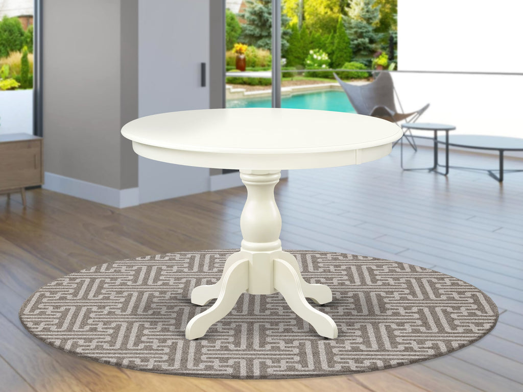 East West Furniture HBT-LWH-TP Hartland Dining Room Table - a Round kitchen Table Top with Pedestal Base