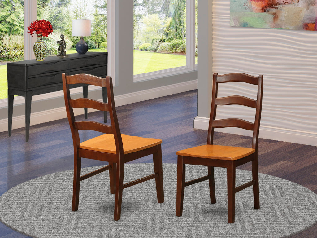 East West Furniture HEC-BRN-W Henley ladder back Chair with Wood Seat - Set of 2