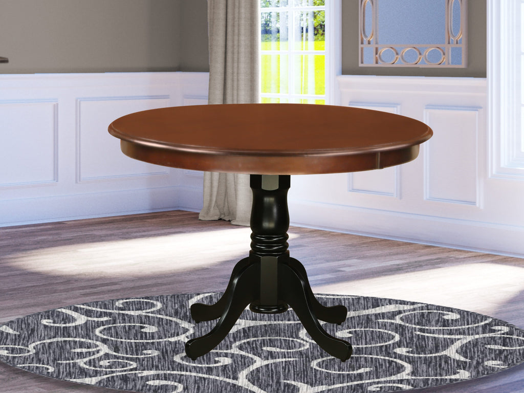 East West Furniture HLT-MBK-TP Hartland Dining Room Table - a Round Kitchen Table Top with Pedestal Base