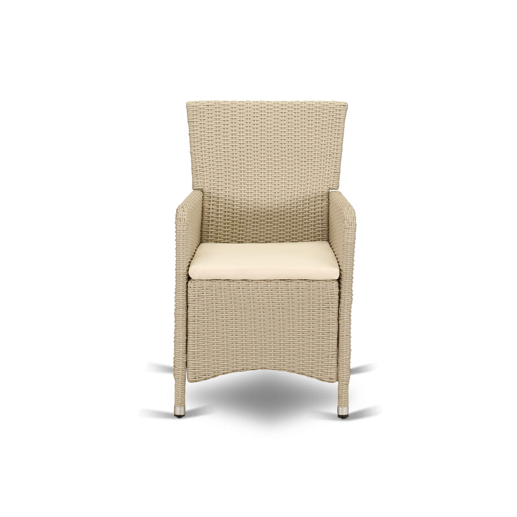 East West Furniture HLUC153V Luneburg Patio Bistro Wicker Dining Chairs with Cushion