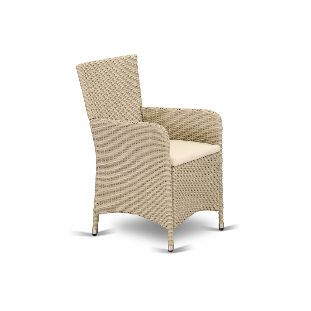 East West Furniture HLUC153V Luneburg Patio Bistro Wicker Dining Chairs with Cushion