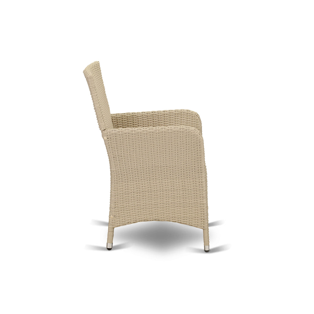 East West Furniture HLUC153V Luneburg Patio Bistro Wicker Dining Chairs with Cushion