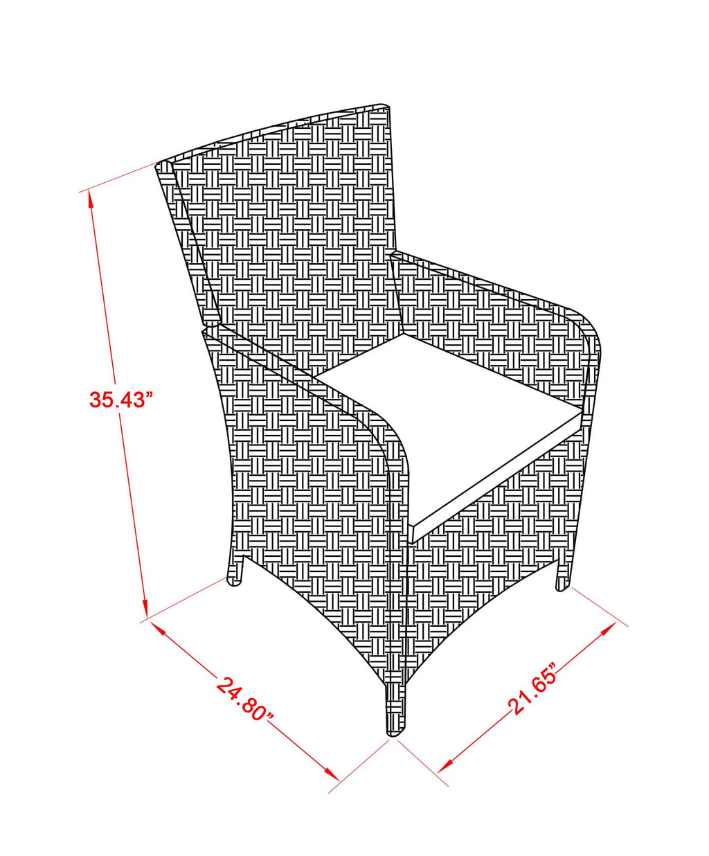East West Furniture HLUC153V Luneburg Patio Bistro Wicker Dining Chairs with Cushion