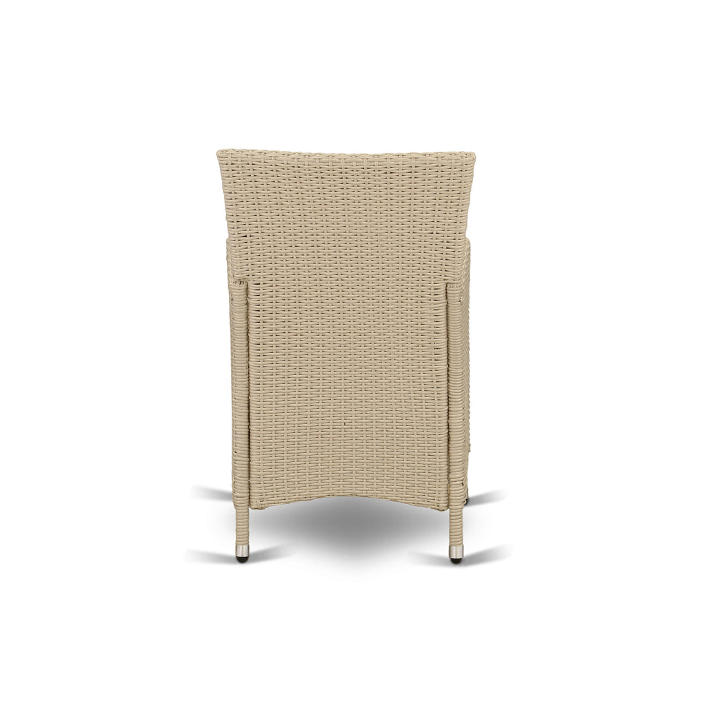 East West Furniture HLUC153V Luneburg Patio Bistro Wicker Dining Chairs with Cushion