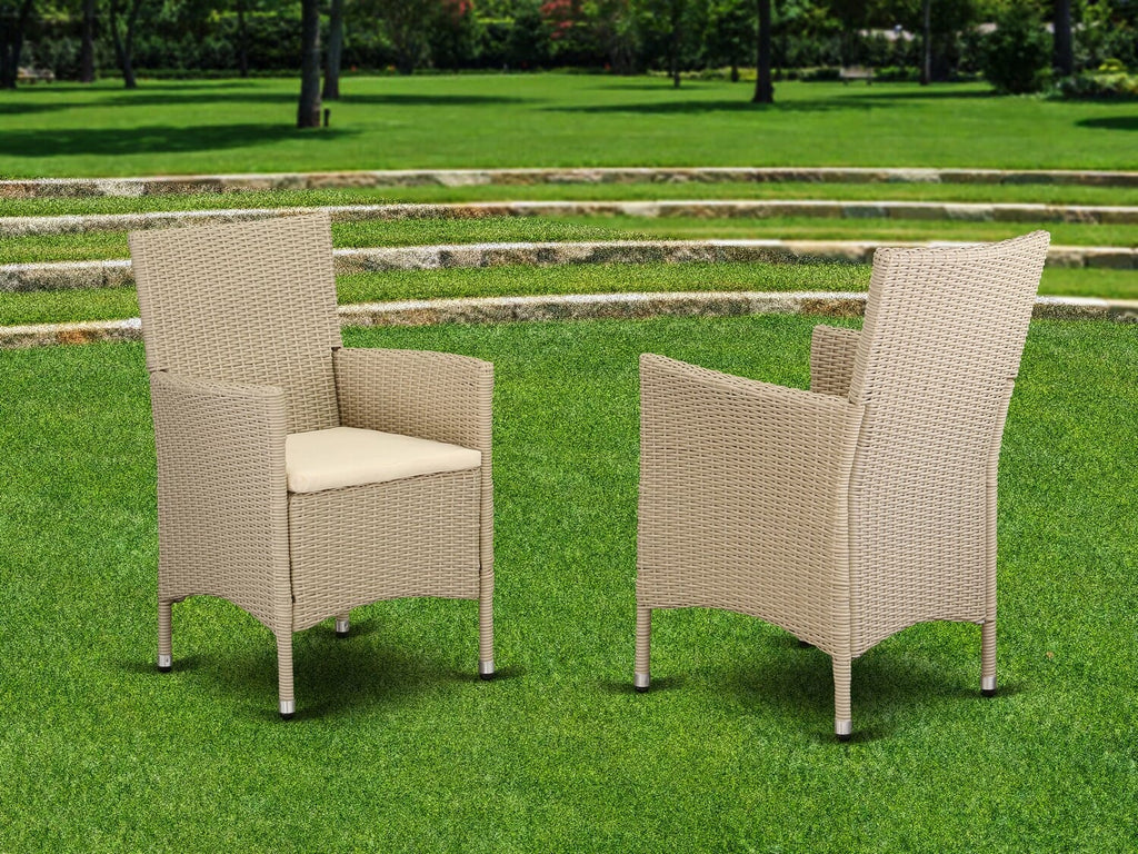 East West Furniture HVLC153V Valencia Patio Bistro Wicker Dining Chairs with Cushion