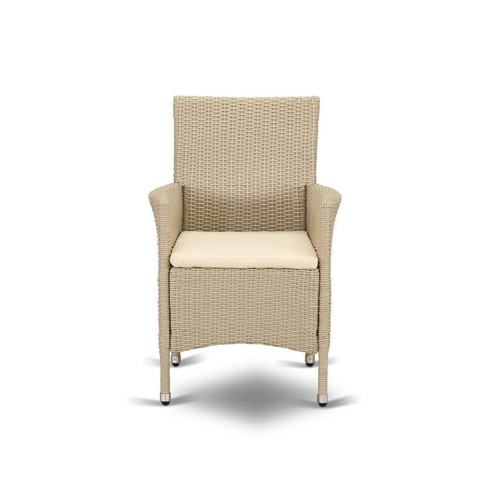 East West Furniture HVLC153V Valencia Patio Bistro Wicker Dining Chairs with Cushion