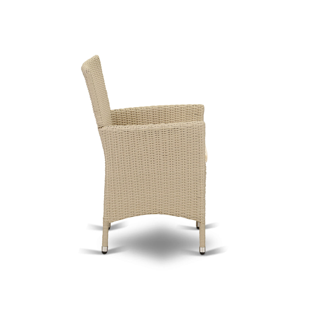 East West Furniture HVLC153V Valencia Patio Bistro Wicker Dining Chairs with Cushion