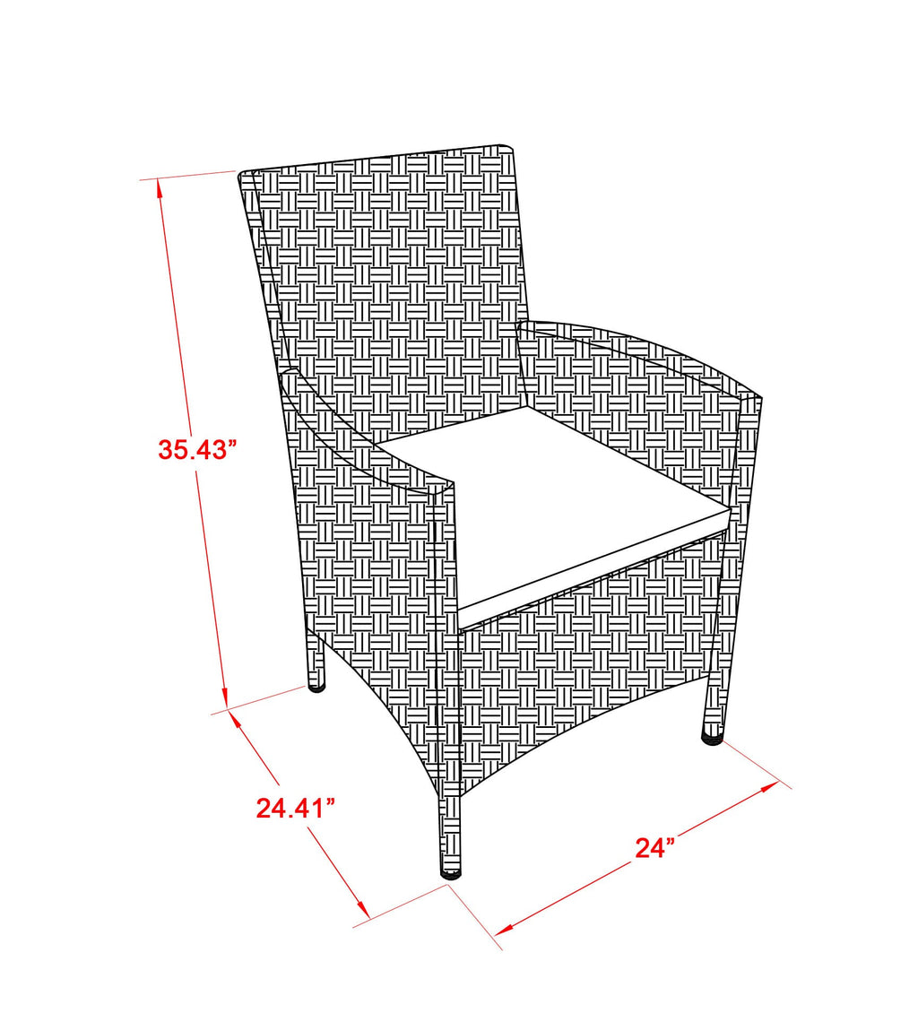 East West Furniture HVLC153V Valencia Patio Bistro Wicker Dining Chairs with Cushion