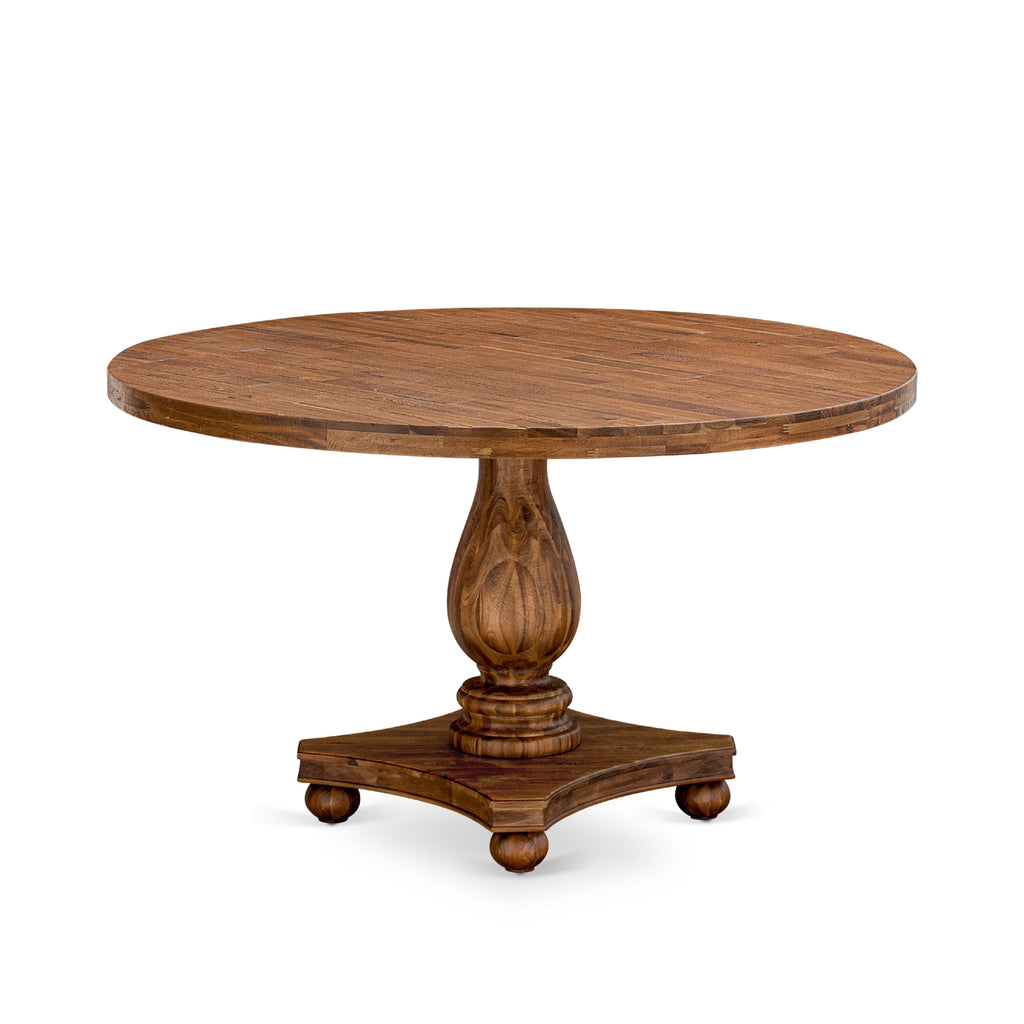 Luxe by East West Furniture I2DA5-50N-26 5-Pc Dining Table Set Consist a Kitchen Table and 4 Burgundy Faux Leather Upholstered Chairs with Button-Tufted Back, Antique Walnut