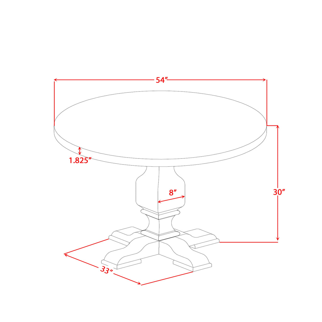 Luxe by East West Furniture I53-11-TP Wooden Table with Acacia Wood Round Tabletop and Stylish Pedestal Base - Sand Blasted Black Finish
