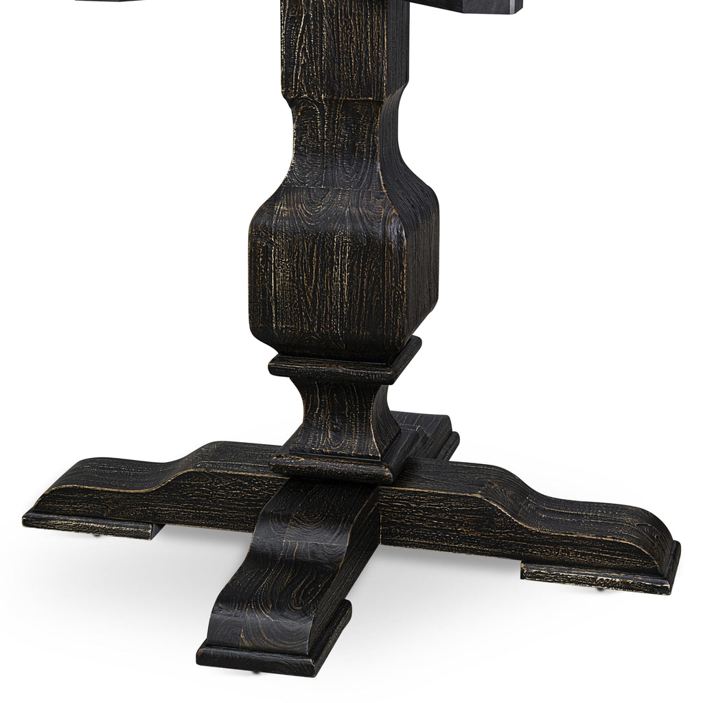 Luxe by East West Furniture I53-11-TP Wooden Table with Acacia Wood Round Tabletop and Stylish Pedestal Base - Sand Blasted Black Finish