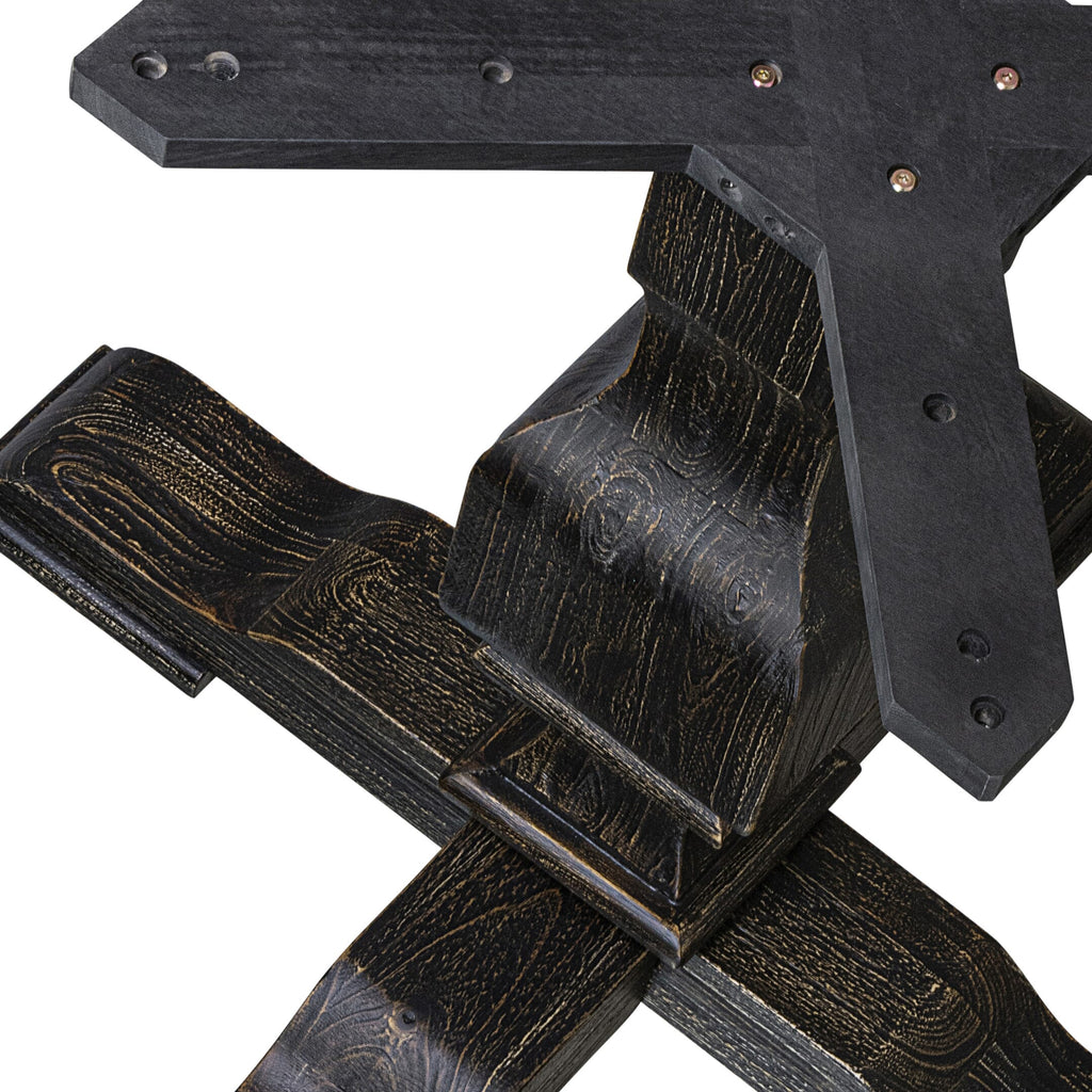 Luxe by East West Furniture I53-11-TP Wooden Table with Acacia Wood Round Tabletop and Stylish Pedestal Base - Sand Blasted Black Finish