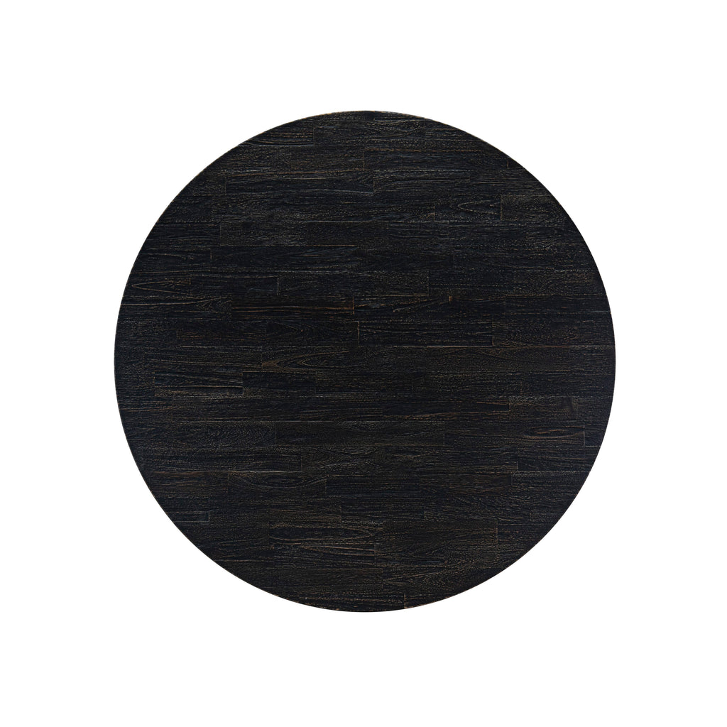 Luxe by East West Furniture I55-11-TP Breakfast Table with Acacia Wood Round Tabletop and Stylish Pedestal Base - Sand Blasted Black Finish