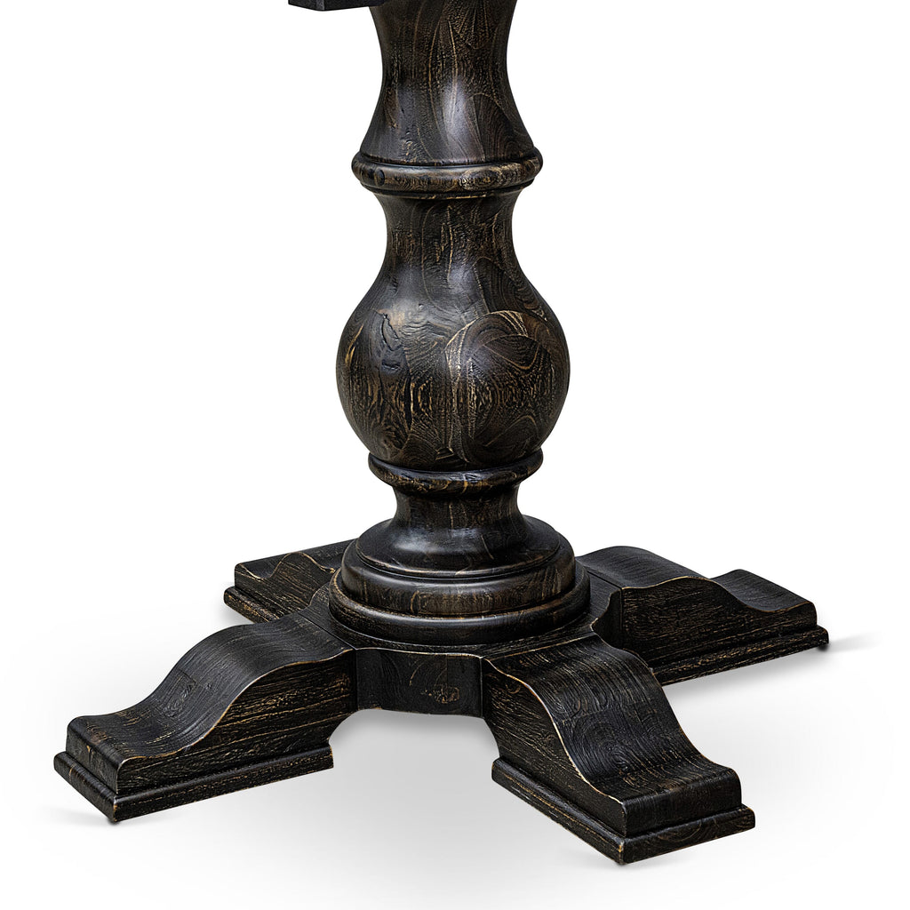 Luxe by East West Furniture I55-11-TP Breakfast Table with Acacia Wood Round Tabletop and Stylish Pedestal Base - Sand Blasted Black Finish