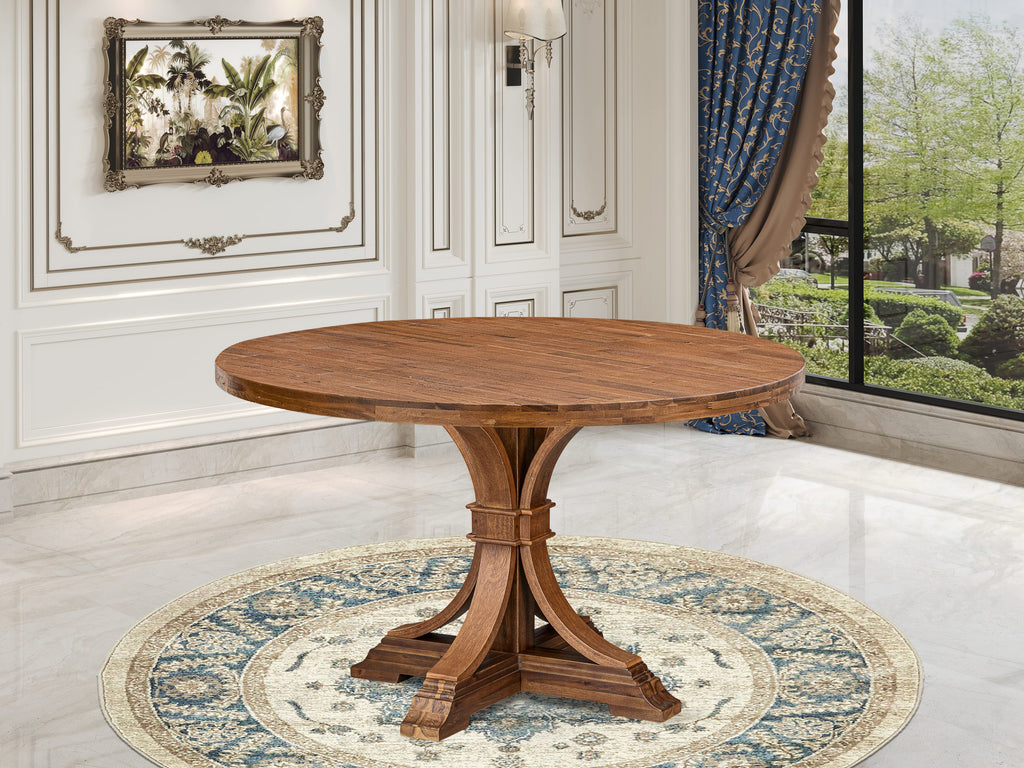 Luxe by East West Furniture I7DA7-50N-22 7-Pc Mid Century Table Set Contain a Dining Room Table and 6 Willow Green Faux Leather Chairs with Button-Tufted Back, Antique Walnut
