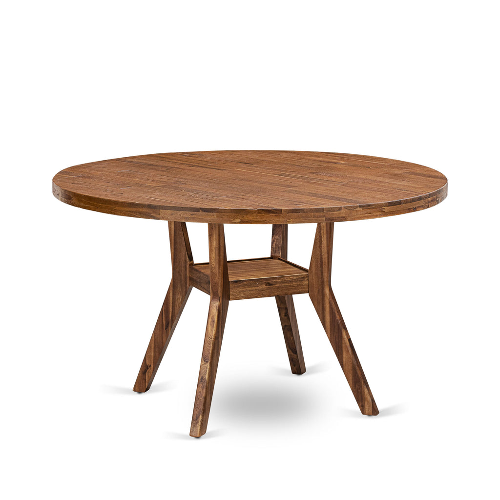 Luxe by East West Furniture - I58-0N-TP - A Wood Kitchen Table with a Round Tabletop and Stylish Pedestal  Antique Walnut Finish.