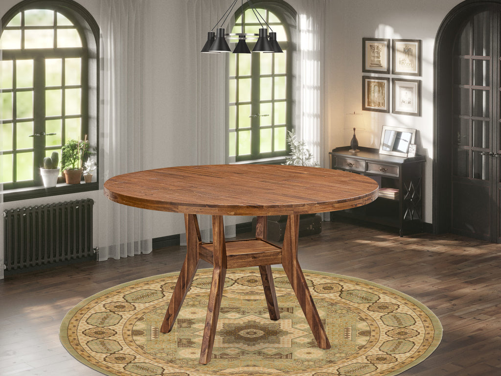 Luxe by East West Furniture - I58-0N-TP - A Wood Kitchen Table with a Round Tabletop and Stylish Pedestal  Antique Walnut Finish.