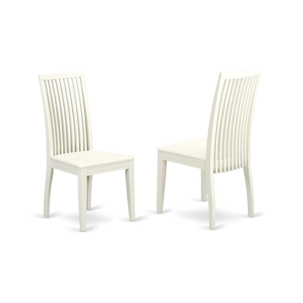 East West Furniture IPC-LWH-W Ipswich Dining Chairs - Slat Back Wood Seat Kitchen Chairs