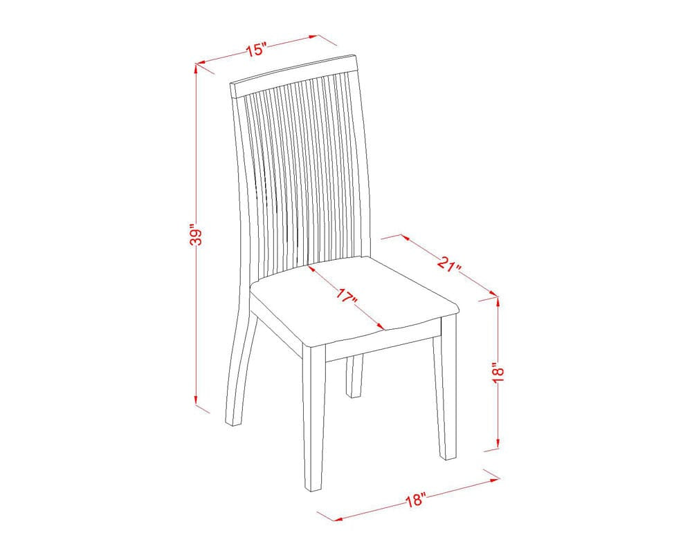 East West Furniture IPC-LWH-W Ipswich Dining Chairs - Slat Back Wood Seat Kitchen Chairs