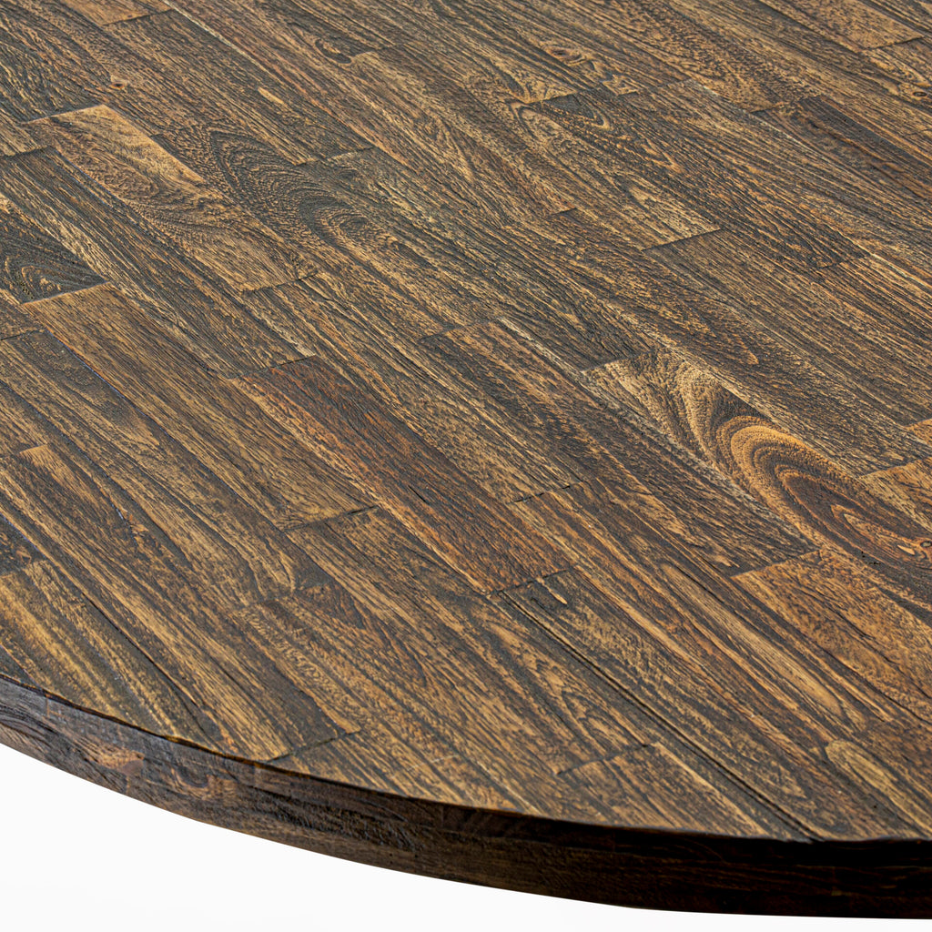 East West Furniture IR2-07-TP IRVING Round Dining Table with Pedestal, Rustic Rubberwood Table in Distressed Jacobean Finish, 48 Inch