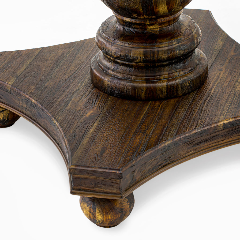 East West Furniture IR2-07-TP IRVING Round Dining Table with Pedestal, Rustic Rubberwood Table in Distressed Jacobean Finish, 48 Inch