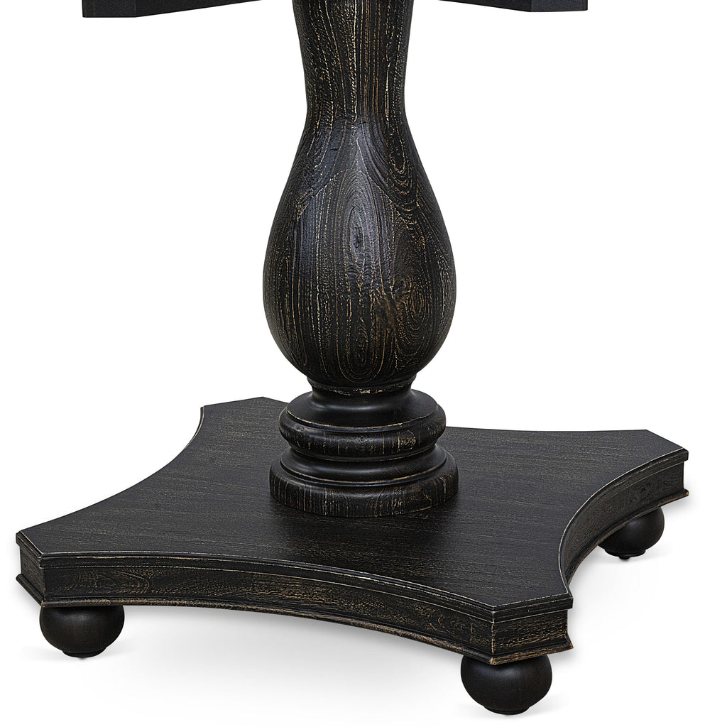 Luxe by East West Furniture - IR2-11-TP - A Wood Modern dining table with a Round Tabletop and Stylish Pedestal  Sand Blasted Black Finish.