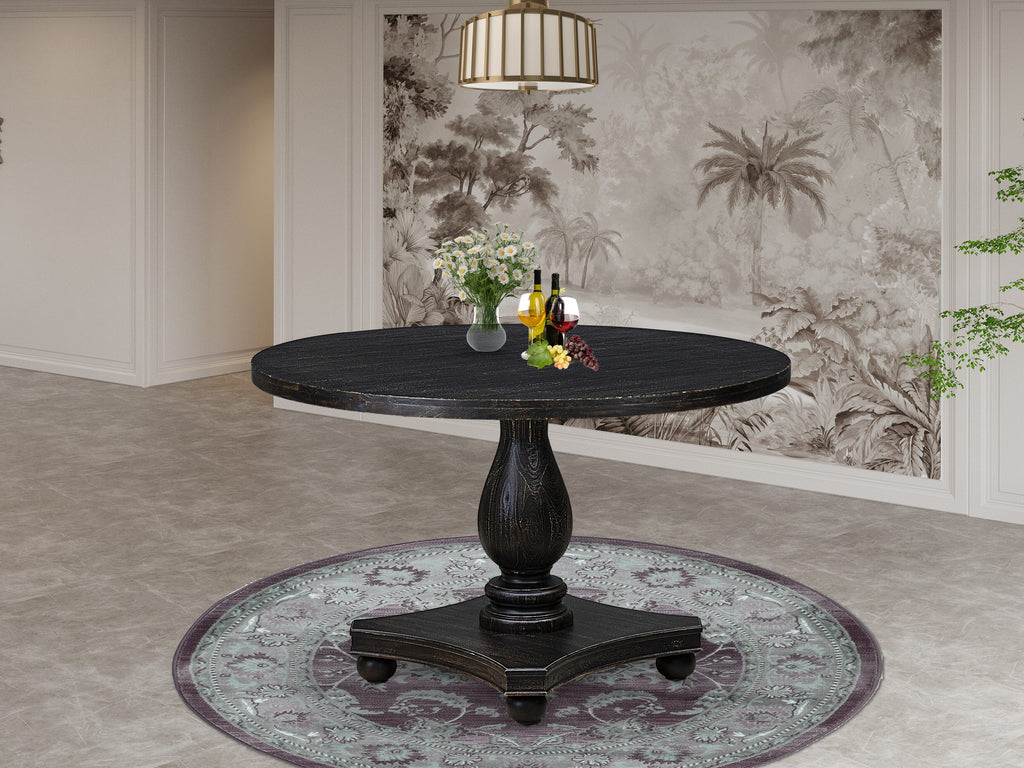Luxe by East West Furniture - IR2-11-TP - A Wood Modern dining table with a Round Tabletop and Stylish Pedestal  Sand Blasted Black Finish.