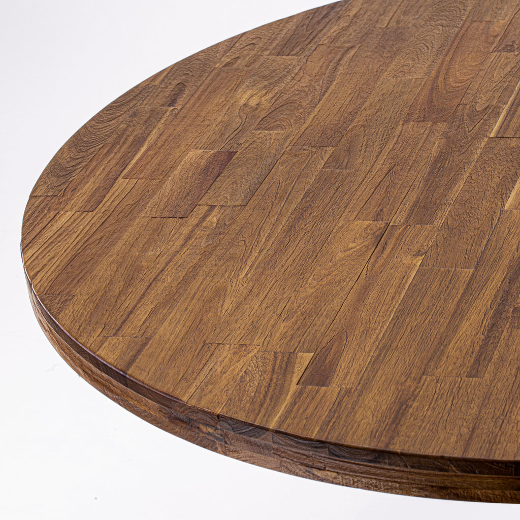 East West Furniture IR3-0N-TP IRVING Round Dining Table with Pedestal, Rustic Rubberwood Table in Sandblasting Antique Walnut Finish, 48 Inch