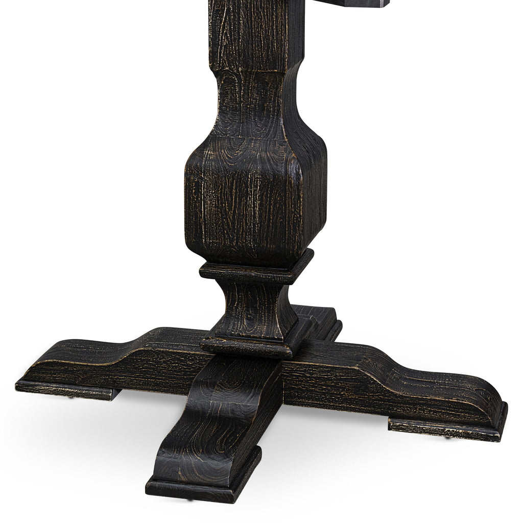 Luxe by East West Furniture - IR3-11-TP - A Wood Wooden table with a Round Tabletop and Stylish Pedestal  Sand Blasted Black Finish.