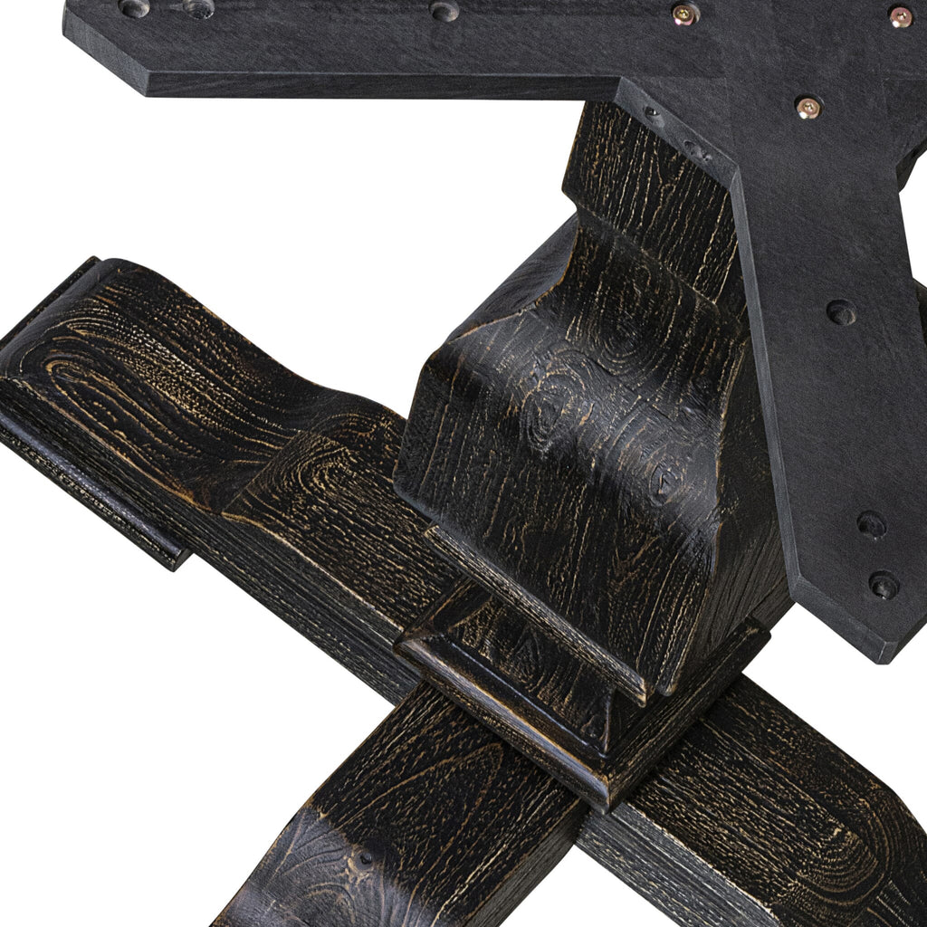 Luxe by East West Furniture - IR3-11-TP - A Wood Wooden table with a Round Tabletop and Stylish Pedestal  Sand Blasted Black Finish.
