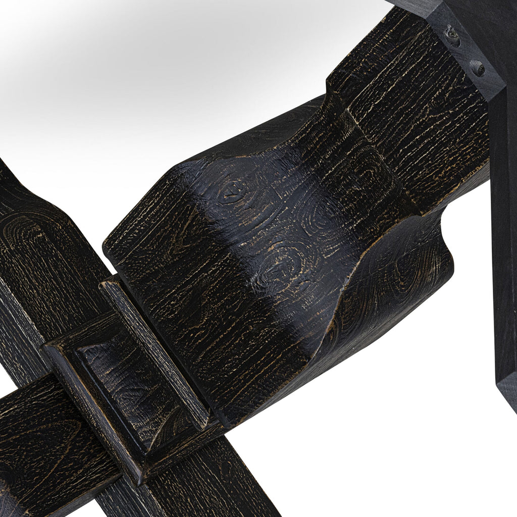 Luxe by East West Furniture - IR3-11-TP - A Wood Wooden table with a Round Tabletop and Stylish Pedestal  Sand Blasted Black Finish.