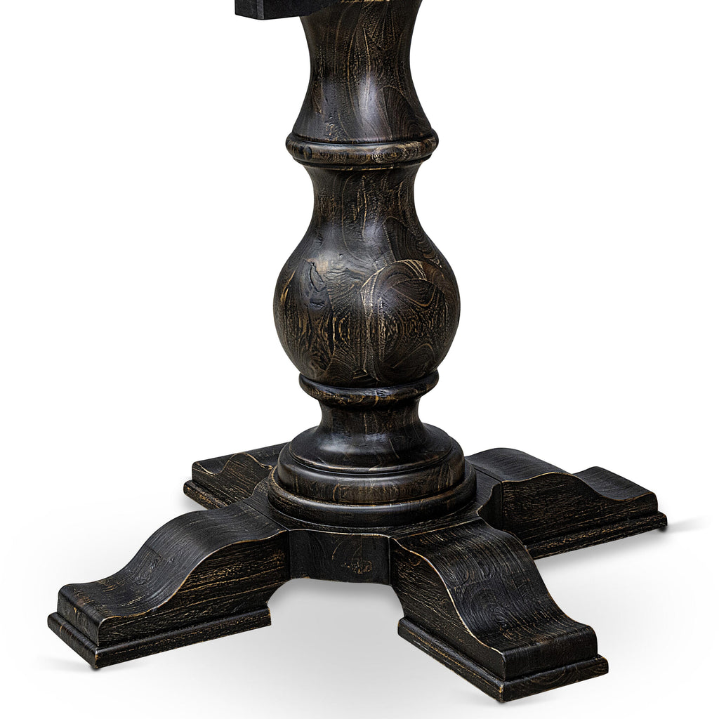 Luxe by East West Furniture - IR5-11-TP - A Wood Kitchen table with a Round Tabletop and Stylish Pedestal  Sand Blasted Black Finish.