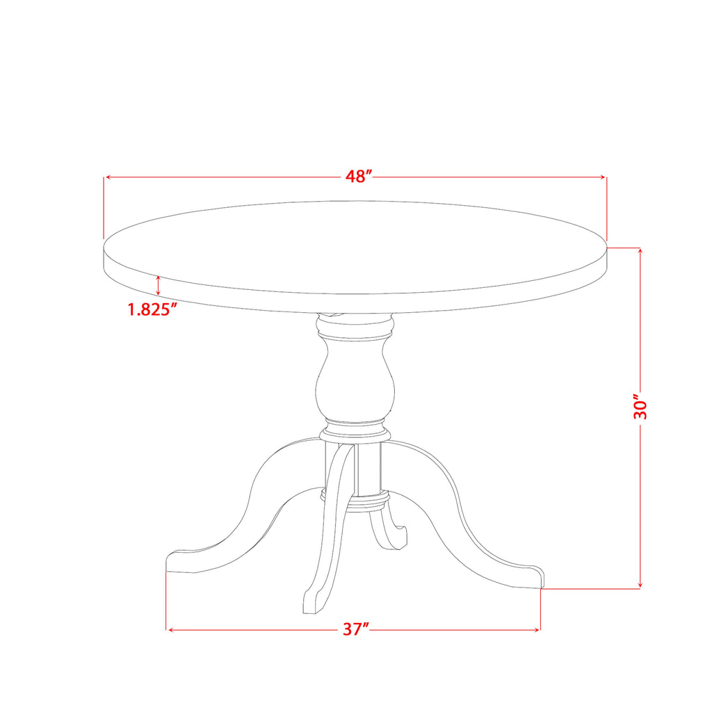 Luxe by East West Furniture - IR6-0N-TP - A Wood Dining room table with a Round Tabletop and Stylish Pedestal  Antique Walnut Finish.