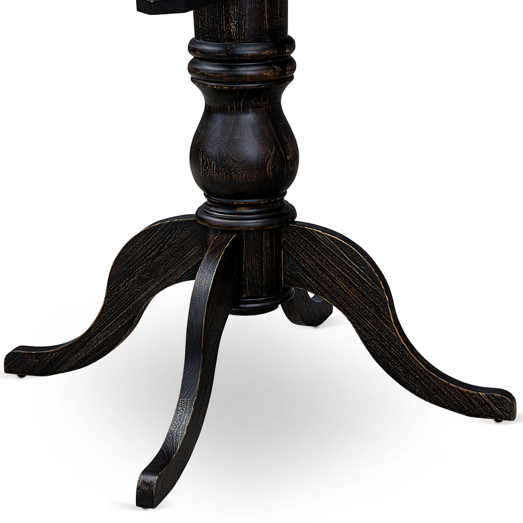 Luxe by East West Furniture - IR6-11-TP - A Wood Dining table with a Round Tabletop and Stylish Pedestal  Sand Blasted Black Finish.