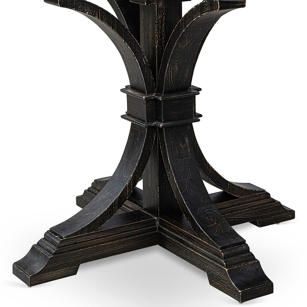 Luxe by East West Furniture - IR7-11-TP - A Wood Wood table with a Round Tabletop and Stylish Pedestal  Sand Blasted Black Finish.