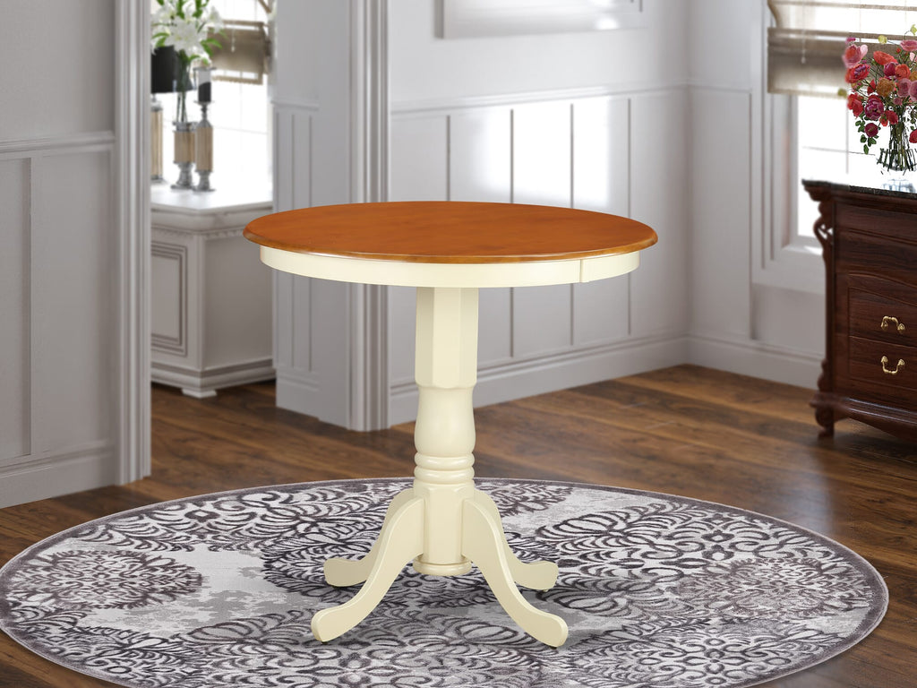 East West Furniture JAT-WHI-TP Jackson Counter Height Dining Table - a Round Dinner Table Top with Pedestal Base