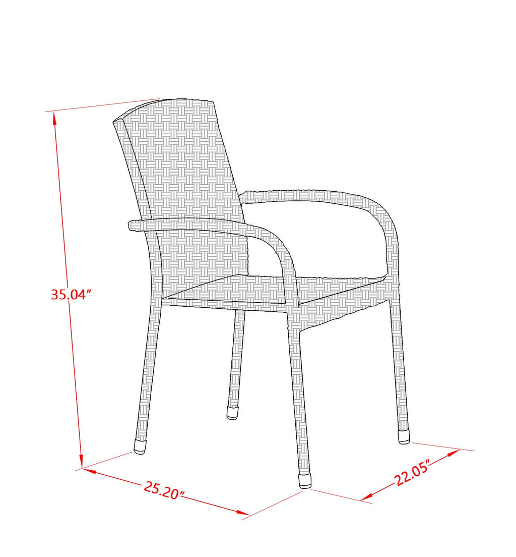 East West Furniture JULC102A Jubi Patio Bistro Wicker Dining Chairs with Cushion