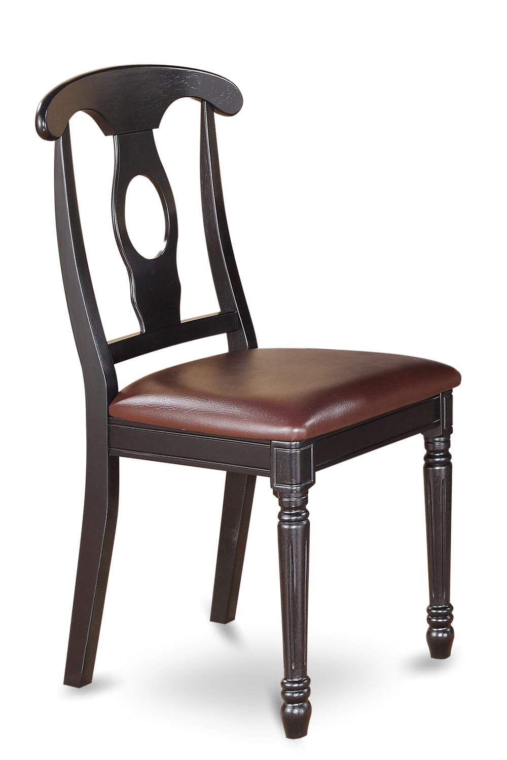 East West Furniture KEC-BLK-LC Kenley Dining Room Chairs - Faux Leather Upholstered Wood Chairs