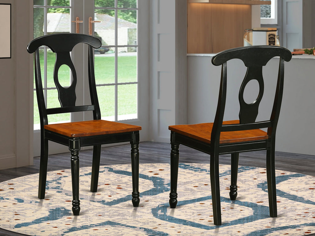East West Furniture KEC-BLK-W Kenley Kitchen Dining Chairs - Napoleon Back Solid Wood Seat Chairs
