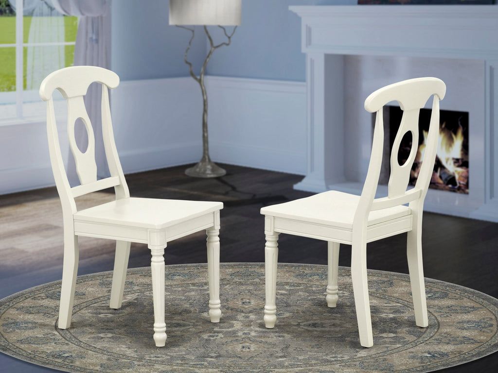 East West Furniture KEC-LWH-W Kenley Dinette Chairs - Napoleon Back Solid Wood Seat Kitchen Chairs