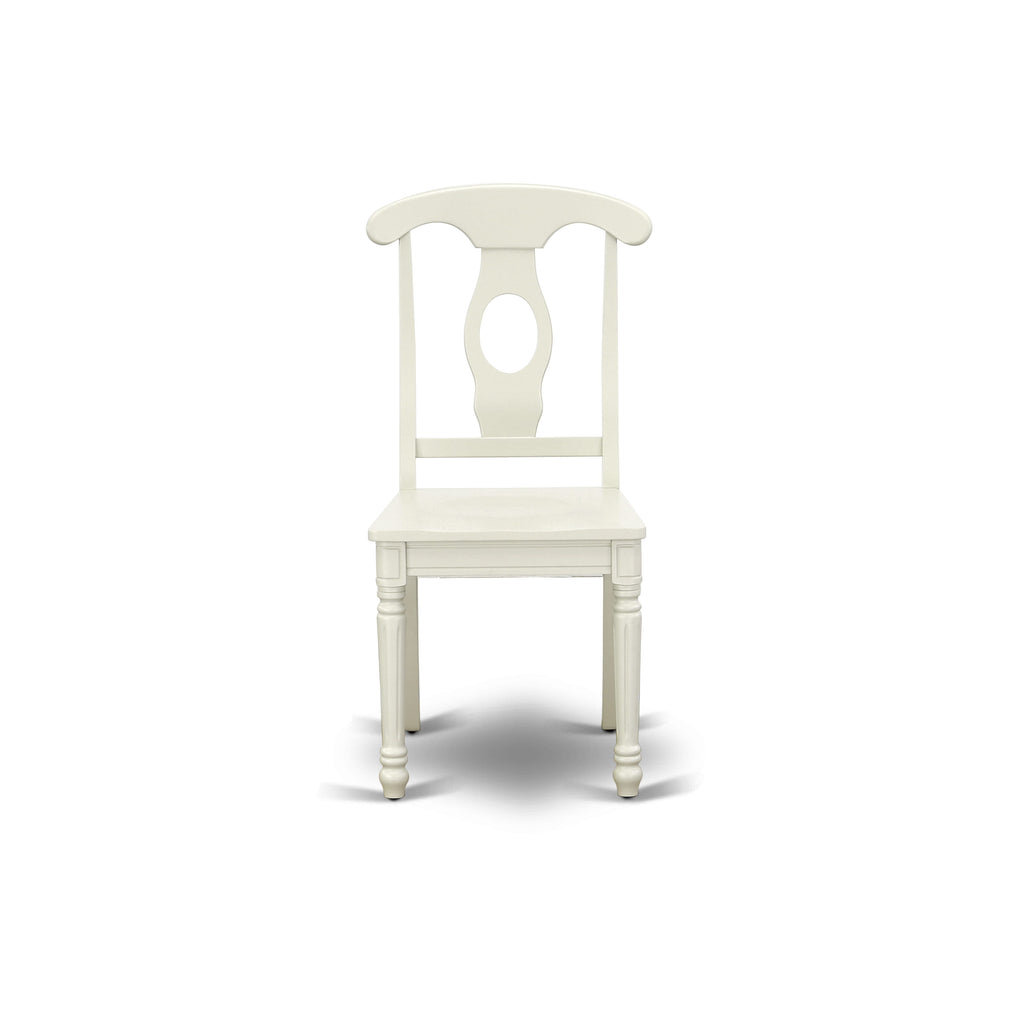 East West Furniture KEC-LWH-W Kenley Dinette Chairs - Napoleon Back Solid Wood Seat Kitchen Chairs