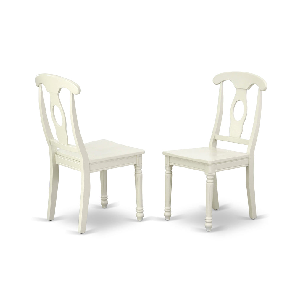 East West Furniture KEC-LWH-W Kenley Dinette Chairs - Napoleon Back Solid Wood Seat Kitchen Chairs